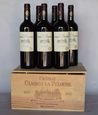 6 bouteilles château CAMBON LA PELOUSE Haut-Médoc 2016 (CB)