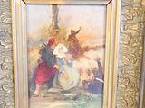 une photo d'un tableau représentant un homme et une femme à cheval
