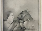 photo d'une photo en noir et blanc représentant une femme et un cheval