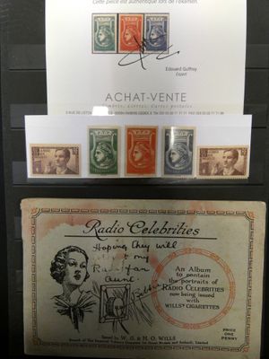 Deux types de timbres différents sont exposés dans une vitrine.