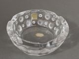 a clear glass bowl with a small yellow object in it