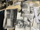several old black and white photos of people in a room