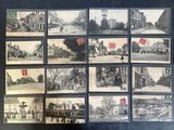 a lot of old black and white photos of a town