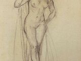 a drawing of a nude woman standing with her hands on her hips