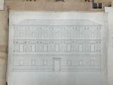 a drawing of a building on a piece of paper