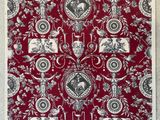 a close up of a red and white wallpaper with a pattern