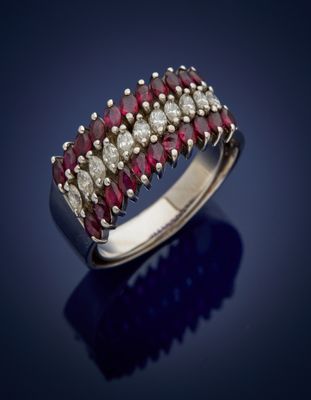 une bague en rubis et diamants, par personne