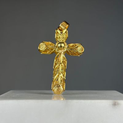Broche/pendentif Ancien En Or 18K (1920) Avec Perle Véritable + Chaîne - Poinçon Aigle