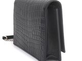 black croc embossed leather wallet purse with chain strap