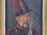 portrait of a man in a military uniform in a wooden frame