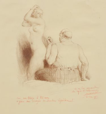 an image of a drawing of a man sitting on a chair next to a woman