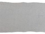 a gray and white knitted blanket on a white background