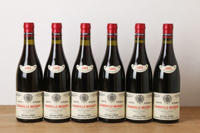 six bouteilles de vin rouge alignées sur une table en bois