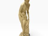 une photo représentant une statue d'une femme tenant un sac