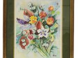 une image représentant un tableau représentant un bouquet de fleurs dans un cadre doré