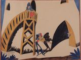 tableau représentant un homme à cheval aux côtés d'une femme à cheval