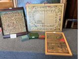 four pictures of a variety of items displayed on a table