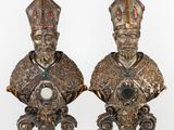 pair of bronze figurines of pope and emperor of the roman empire