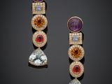 a pair of amethorate, amethorate and diamond earrings