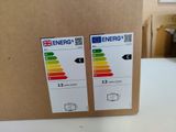 two energy labels on the side of a cardboard box