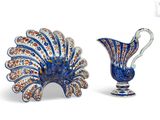 pair of blue and white vases and a blue and white vase