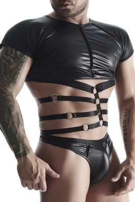 REGNES FETISH PLANET - T-shirt court et harnais - Wetlook et…