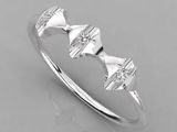 a white gold ring with three diamonds on top of it