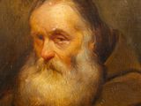 a painting of a man with a long beard and a brown robe