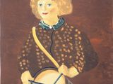 painting of a young boy with a drum and a hat