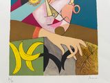un tableau représentant une femme tenant une banane à la main