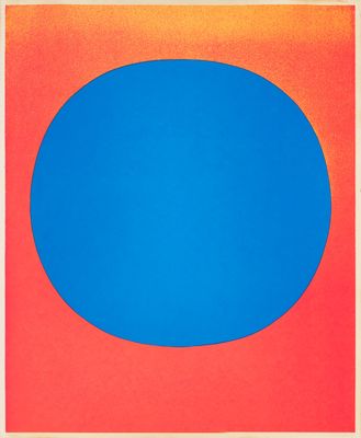 an image of a blue circle on a red background