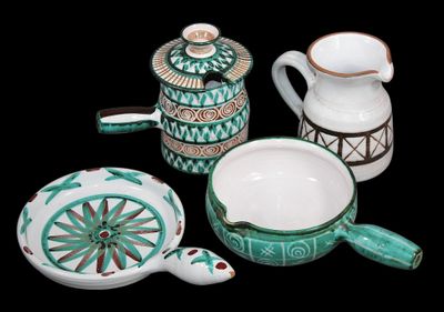 a tea set with a teapot, a bowl, and a teapot