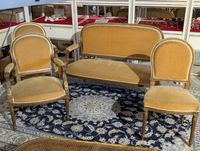 Ensemble salon 5 pièces style Louis XVI en bois doré compren…