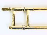 an image of a brass plated trumpet with a long horn
