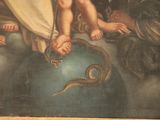 a painting of a woman holding a snake in her hand