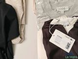 two pictures of a man ' s clothing and a woman ' s sweater