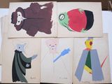 several drawings of cartoon characters are displayed in a book