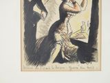 a drawing of a man and a woman standing in front of a mirror
