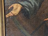 painting of a man holding a knife and a knife in his hand