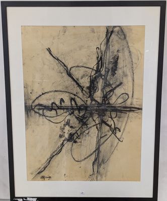 CHAMBAZ Dany (XXe) - "Abstrait", huile sur papier.