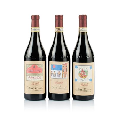 trois bouteilles de vin sont alignées sur une surface blanche