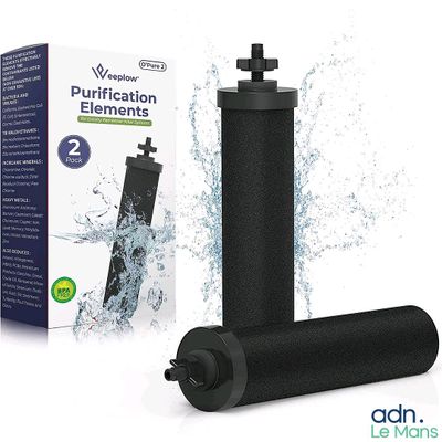 an image of a water filtrator with a box of water in the background