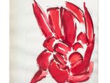 an image of a painting of a red flower on a white background