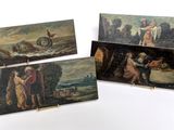 three paintings of a man and a woman in a landscape