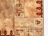 a picture of a tile with different symbols on it
