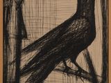 an image of a drawing of a black bird on a branch