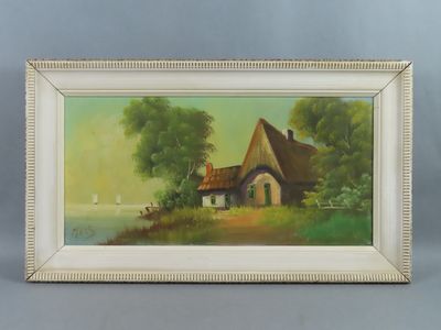 MEES (XXe siècle). Paysage à la chaumière.