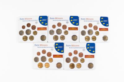 Monnaies Euros - Allemagne - Lot de 5 x Set de 9 monnaies Sé…
