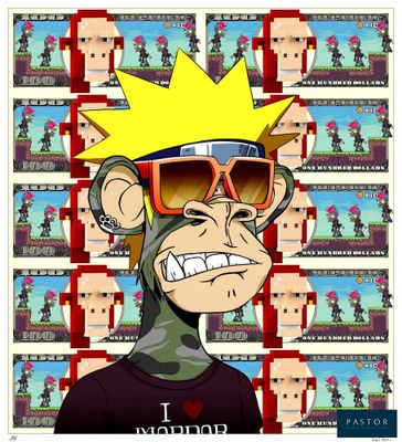 une image représentant un singe de dessin animé portant des lunettes de soleil et une couronne sur la tête
