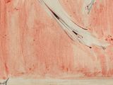 drawing of a heart with a long tail on a red background